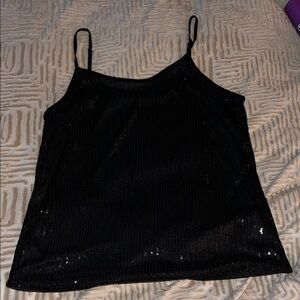 Black Sequin Women's Top size L #412